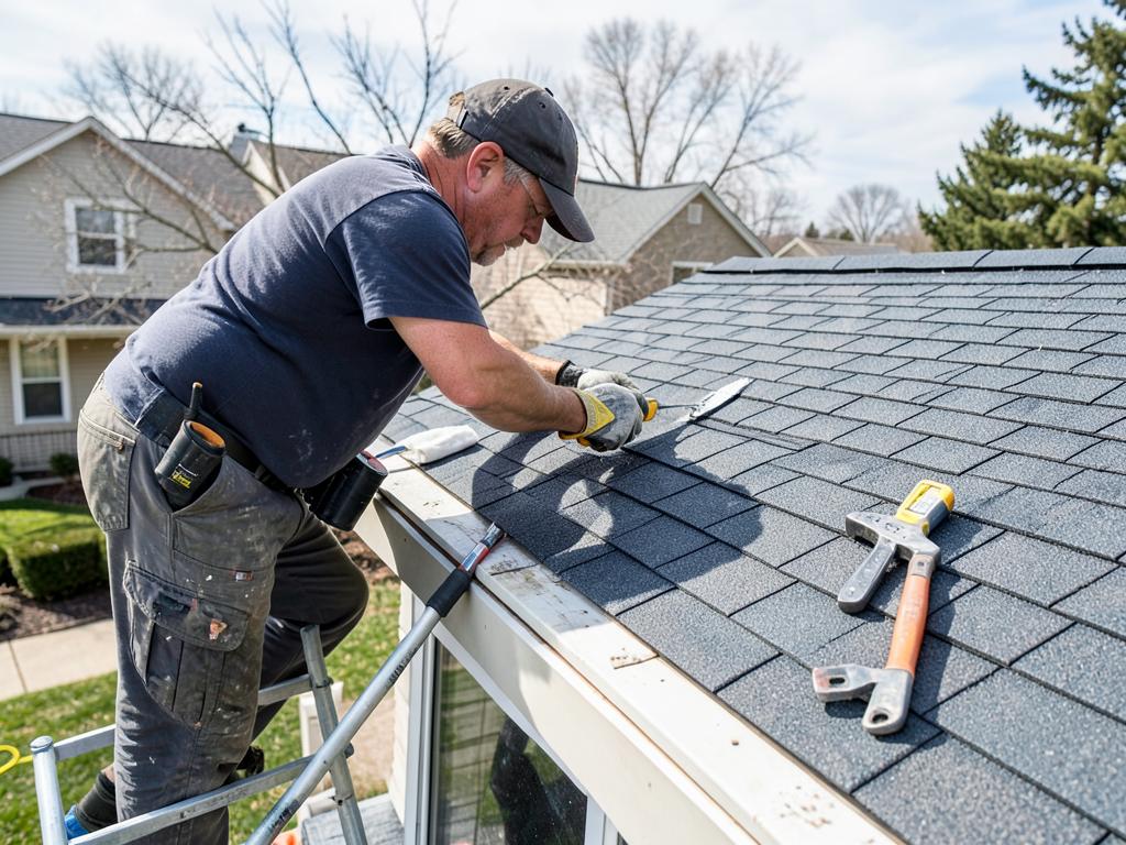 Repairing shingles on a residential roof